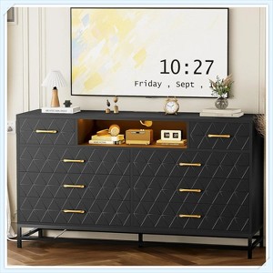 8-Drawer Dresser with LED, Power Outlet & TV Stand Function, Modern Storage Cabinet - 1 of 4