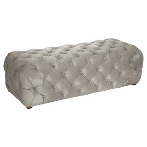 Brompton Upholstered Tufted Bench - Light Gray Velvet - Skyline Furniture