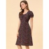 Allegra K Women's Floral Sweetheart Neck Smock Ruffle Print A-Line Dress - 4 of 4