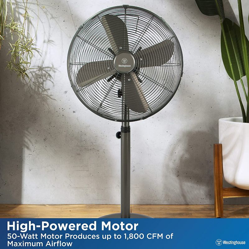Westinghouse 16 inch Lightweight Vintage Metal Stand Fan with Heavy Duty 1800 CFM High Velocity 50-Watt Motor - 75-degree Oscillating Function, 5 of 10