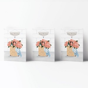 Happy Birthday Greeting Card Pack (3ct) "HBD Peonies" by Ramus & Co - 1 of 4