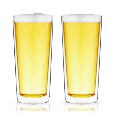 True Double Walled Beer Glasses - Insulated Pint Glasses - Double Wall  Glasses - Beer Mugs Clear 16oz Set of 2