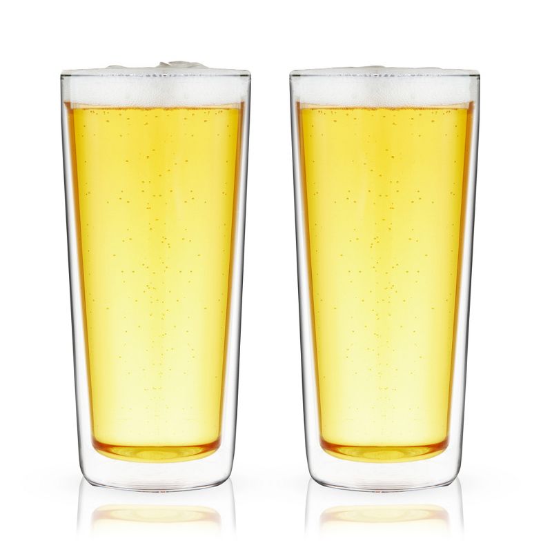 True Double Walled Beer Glasses - Insulated Pint Glasses - Double Wall Glasses - Beer Mugs Clear 16oz Set of 2, 1 of 6