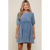 PinkBlush Blue Faded Denim Chambray Maternity Mini Dress - 2 of 4