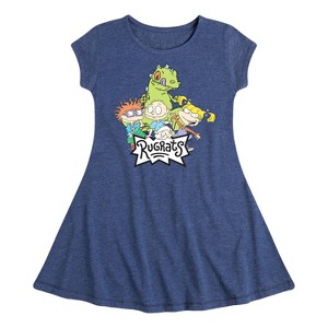 Girls' - Rugrats - Group Art Fit & Flair Cap Sleeve Dress - 1 of 3