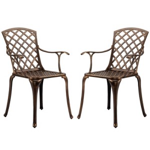 Karl Home | Bronze Aluminum Patio Dining Chair Set (2-Piece) - 1 of 4