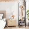 Metal corner hangers, independent hangers with 2-layer storage shelves, floor hangers for corridors, entrances, bedrooms, living rooms, and offices - 4 of 4