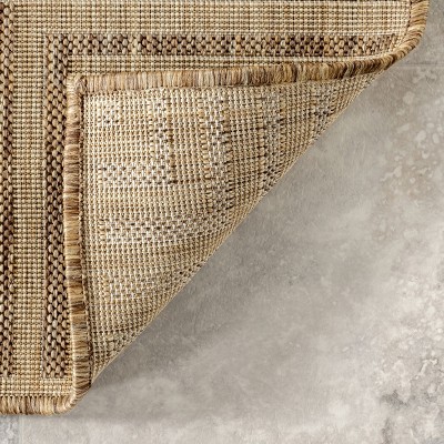 Casual Striped Border Light Brown Synthetic 4'x6' Area Rug
