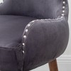 Okak Velvet Contemporary Accent Chair with Nailhead Trim Upholstery Deep Cushions Elegant Armchair with Solid Wood Legs for Living Room Bedroom - 3 of 4