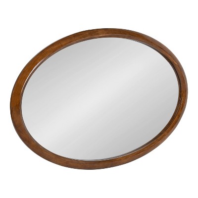 24" x 36" Pao Oval Wall Mirror Walnut Brown - Kate & Laurel All Things Decor