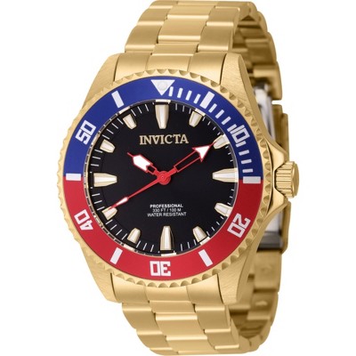 Invicta 46648 Men's Pro Diver Black Dial Yellow Gold Steel Watch