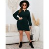 Women Plus Size V-neck Long Sleeve Knit Stretchable Elasticity Slim Sweater Bodycon Midi Pullover Sweater Dress - 4 of 4