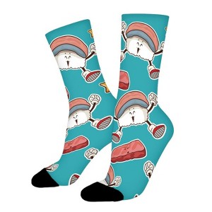 Kawaii Sushi Salmon Women Printed Crew Socks Funny Funky Socks Soft Polyester Novelty Gifts for Artists Men - 1 of 1