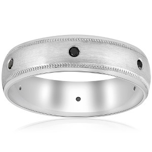 Pompeii3 Black Diamond Mens Wedding Ring 10k White Gold - Size 10 - 1 of 4