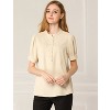 Allegra K Women's Work Office Half Placket Ruffled Puff Sleeve Blouse - 2 of 4