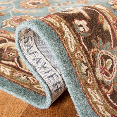 Elegant Heritage Blue and Brown Hand-Tufted Wool Runner Rug