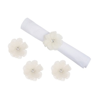 C&F Home White Flower Napkin Ring Set of 4