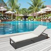 Outsunny Patio Wicker Chaise Lounge with Wheels, Outdoor Rattan Sun Lounger with 4 Position Adjustable Backrest and Cushions, Cream White - 3 of 4