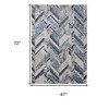 HomeRoots 4' X 6' Ivory Blue And Gray Chevron Distressed Area Rug - 3 of 4