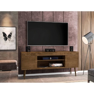 Rustic Brown Solid Wood TV Stand with Cabinets