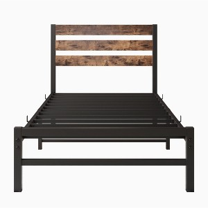 NicBex Wood Platform Bed Frame with Vintage Style Headboard and Metal Slats Support - 1 of 4