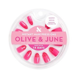 Olive & June Press-On Fake Nails - M Almond - Magenta Chrome Tips - 42ct - 1 of 4