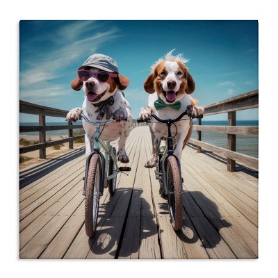 Stupell Industries Coastal Bicycle Dogs, 36" x 36"