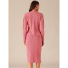 Seta T Women's Two Piece Outfit Fall Winter V Neck Cardigan And Midi Skirts Sweater Sets - 4 of 4