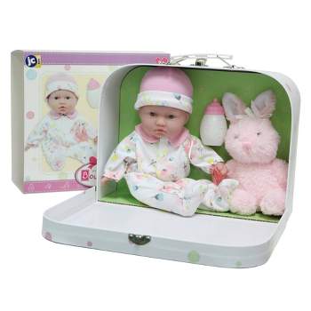 JC Toys La Baby 11" Soft Body Play Doll Body Travel Case Gift Set in Pink