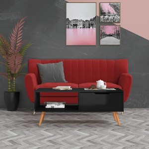 vidaXL Coffee Table High Gloss Black 39.4 in.x19.5 in.x16.9 in. Engineered Wood - 1 of 4