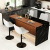 KWPZQEB 63" Modern Kitchen Island, Imitation Marble Rectangle Dining Table with LED & Grille Design for Dining Room, Living Room, Bar, Office - 3 of 4