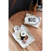 "BOO" Ghost Ceramic Serving Platters – 1" Tall Festive Trays Set of 2 by Kalalou - 3 of 4