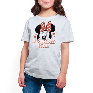 Girls' - Disney - Minnie Face Birthday Girl Short Sleeve Graphic T-Shirt - 1 of 3