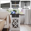 Vynxaria Farmhouse End Table with Charging Station ¨C 15.4'' Rustic Nightstand with Barn Door & Adjustable Shelf - 2 of 4