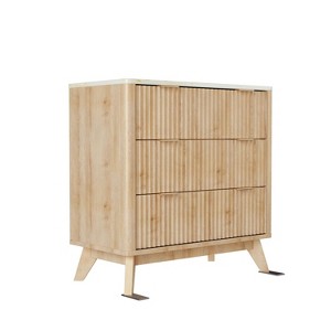 SinCiDo Modern 32" Tall Fluted Nightstand w/Faux Marble Top, Curved Profile, 3 Drawer Storage Bedside Tables for Bedroom, Living Room - 1 of 4