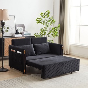 NicBex Convertible Sofa Bed Couch with Arm Pockets & Adjustable Backs,Velvet Upholstered Loveseat Sofa for Living Room,Bedroom - 1 of 4