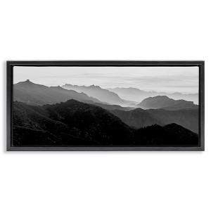 Stupell Industries Misty Sky Open Mountain Landscape Floating Frame Canvas Art, Black, 25" x 11" - 1 of 4