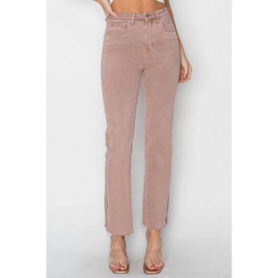 Women's Jazlyn High Rise Tummy Control Raw Hem w/Side Slit Stright - RISEN