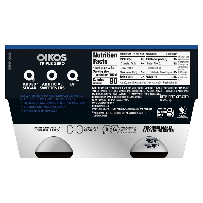 Oikos Triple Zero Blueberry Greek Style Yogurt - 4ct/5.3oz Cups, 5 of 14