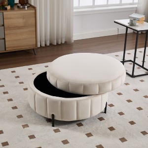 Aortzio 31.5"W Large Tufted Round Storage Ottoman - 1 of 4