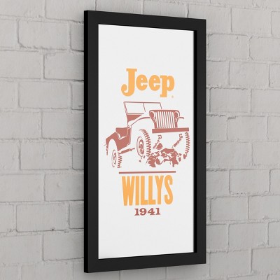 thumbnail image 2 of Jeep Willys Legend Wall Mirror - Ready-to-Hang Black Framed Rectangle Mirror For Man Cave, Garage Or Game Room 2 of 6