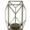 Geometric Gold Iron Candle Holder with Glass Hurricane – 10.25"H Modern Pillar Display by Melrose - 2 of 3