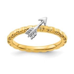 Black Bow Jewelry Sterling Silver 14k Yellow Gold & Rhodium Plated Stack Arrow Ring - 1 of 4