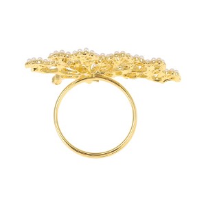 Unique Bargains Napkin Rings Faux Pearls Tree Stainless Steel Gold Tone 1 Pc - 1 of 3