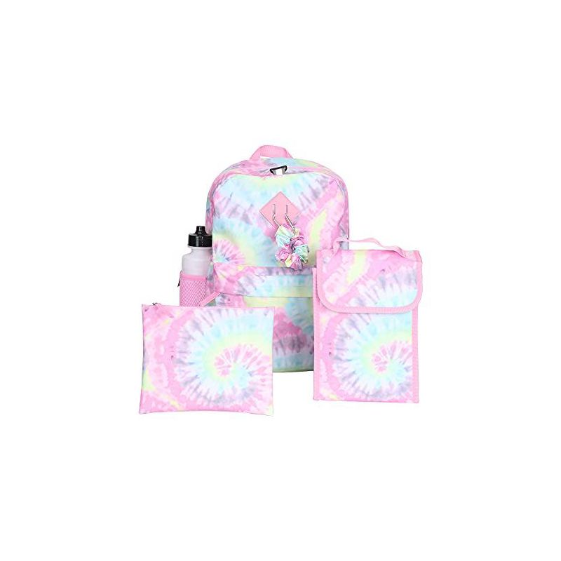 CLUB LIBBY LU Tie Dye Backpack Set for Girls, 16 inch, 6 Pieces - Includes Foldable Lunch Bag, Water Bottle, Scrunchie, & Pencil Case, 1 of 8
