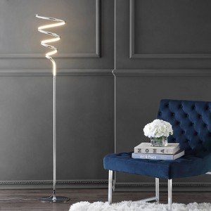 60.5" Metal Scribble Modern Dimmable Floor Lamp: LED, Silver - JONATHAN Y - 1 of 4