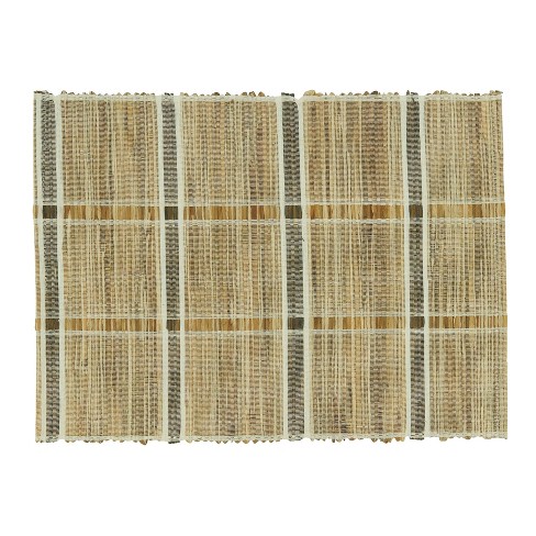 Saro Lifestyle Table Mats with Stripe Water Hyacinth Design (Set of 4), Beige - image 1 of 4