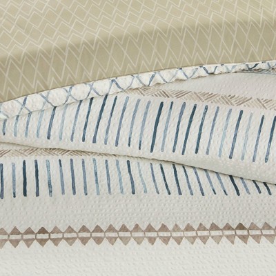 Full Blue Microfiber Reversible Comforter Set with Tassels