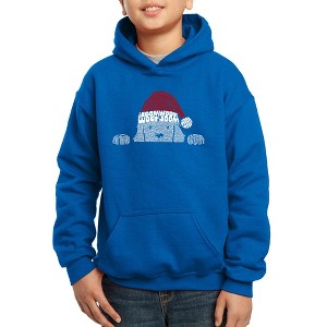 LA Pop Art Christmas Peeking Dog - Boy's Word Art Hooded Sweatshirt - 1 of 4