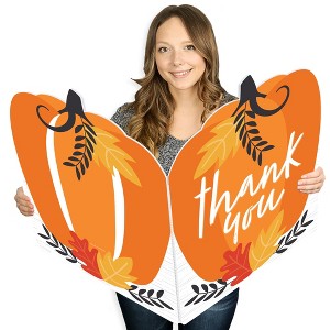 Big Dot of Happiness Fall Pumpkin - Thank You Giant Greeting Card - Big Shaped Jumborific Card - 16.5 x 22 inches - 1 of 4